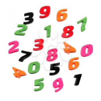 Plastic toy magnetic numbers from zero to nine in random order