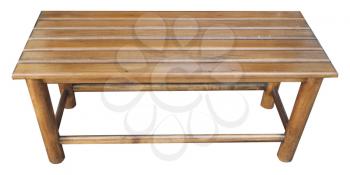 brown wood public bench isolated over white background