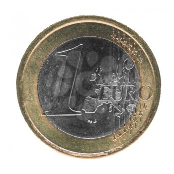One Euro (EUR) coin, currency of European Union (EU) isolated over white background