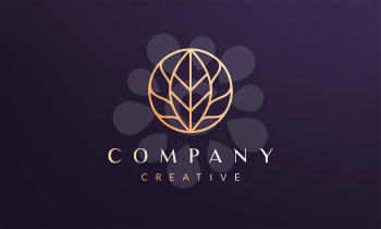 Abstract leaf circle logo concept with modern and luxury style