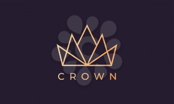 luxury gold royal crown logo with simple line art style
