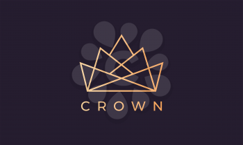 luxury gold kingdom crown logo with simple and modern line art style