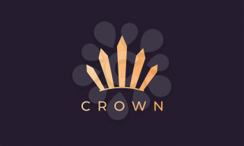 royal crown logo with simple line art style and luxury gold color