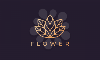 luxury flower logo in gold with line shape
