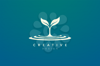 Design a combination of plant logo and puddle for spa, hotel, beauty, health, fashion, cosmetic, boutique, salon, yoga, therapy. Simple and modern vector design for your business brand or product