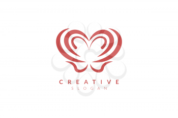 Abstract heart shaped logo design. Minimalist and modern vector illustration design suitable for business or brand