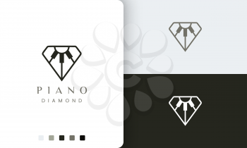 piano logo or icon in a minimalist and modern style with diamond shape