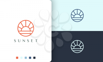 sun or sea logo with simple and modern circle shape