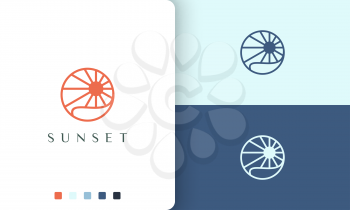 sun or ocean logo with simple and modern circle shape