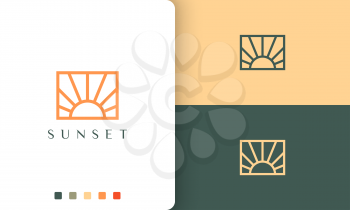 sun or energy logo in simple line art and modern style