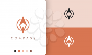backpacker or compass logo vector design with simple and modern style