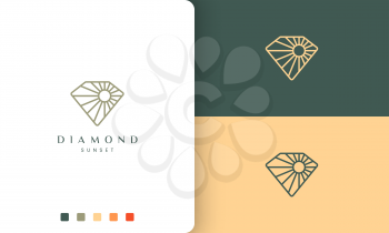 diamond sun logo in mono line and modern style
