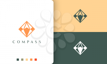 travel or adventure logo with a simple and modern compass shape