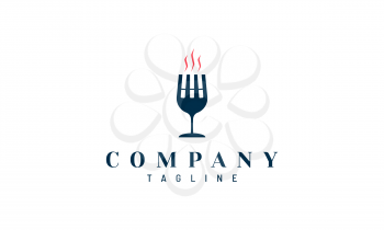Creative logo design from a combination of wine glasses, forks, cigarettes and smoke