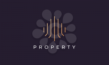 Luxury and classy property rental logo design in a simple and modern style with a golden gradient color
