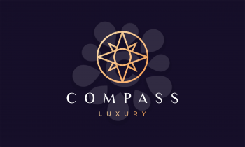 simple compass logo concept in a modern and luxury style with gold color