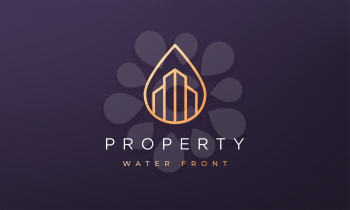 luxury property and water logo concept in a minimal and modern style