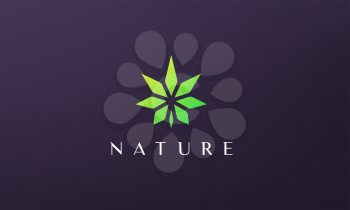 Abstract green cannabis leaf logo in a simple and modern style