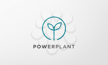 power leaf plant logo in a modern and minimalist shape