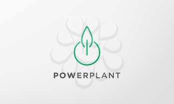 green power leaf plant logo in a modern and minimalist shape