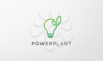 simple green plant light bulb logo in modern style