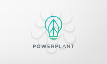 unique green plant light bulb logo in modern style