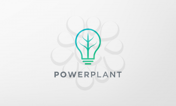 creative green plant light bulb logo in modern style