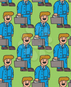 Manager seamless pattern. Guy in suit goes to work ornament
