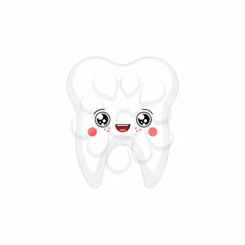 Tooth kawaii Cute cartoon. Funny Teeth. Sweet vector illustration
