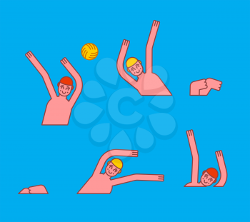 Water polo. Athletes play ball in water. Sports Waters games
