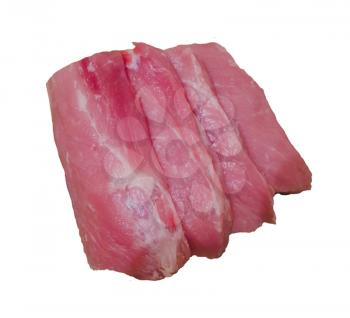 Meat piece isolated. Fresh pork. Pink beef
