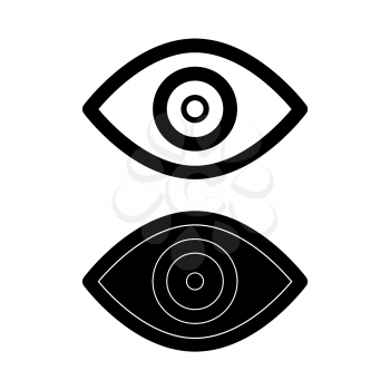 Human eye icon vector logo, black and white version