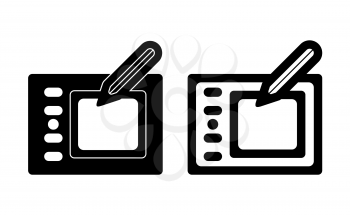 Graphic tablet linear icon vector, black and white version