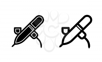 Pencil tool draw linear icon vector, black and white version