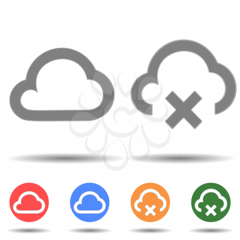 Cloud technology close icon vector logo isolated on background
