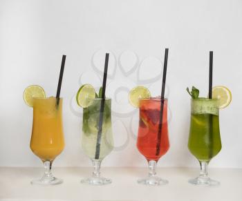 Fruit juice cocktails on a isolated white background