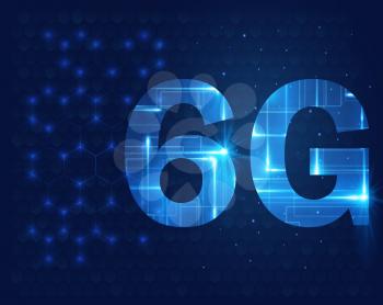 High speed 6G global mobile network, modern data transfer technology vector illustration