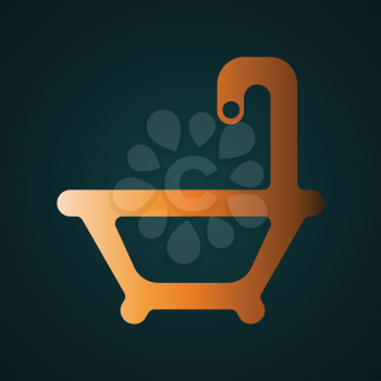 Bathtub icon vector logo. Gradient gold concept with dark background