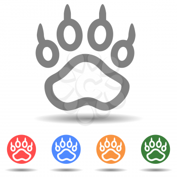 Paw print vector icon in flat style