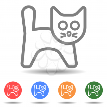 Isolated linear cat standing icon vector