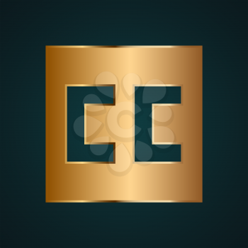 CC Creative Commons icon vector. Gradient gold metal with dark background