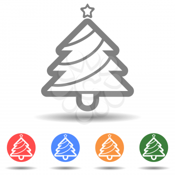 Christmas tree icon vector in simple style