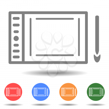 Graphic drawing tablet with a pen vector icon