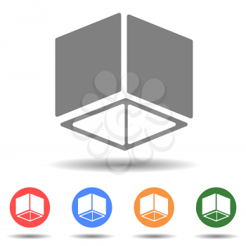3D cube, geometry box rectangle icon vector
