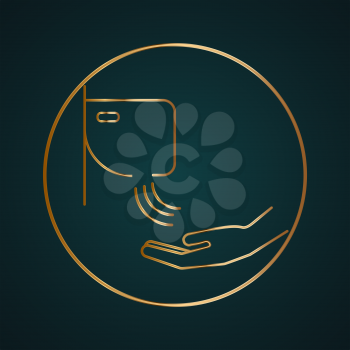 Hand dryer vector icon. Gold metal with dark background