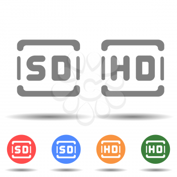 SD and HD icons, screen resolution vector