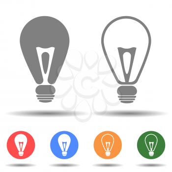 Light bulb, lamp line and filled icon vector