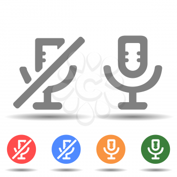 Microphone audio muted and unmuted icon vector