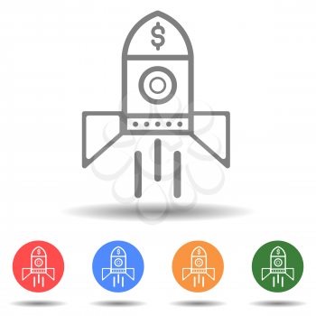Business startup rocketship launching vector