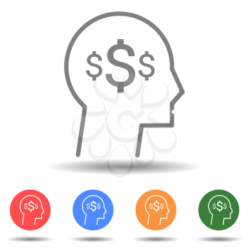 Thinking brain money mind vector icon